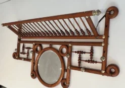 Porte-manteaux mural en bois courbé et laiton, Arts & Crafts, autriche, vers 1900