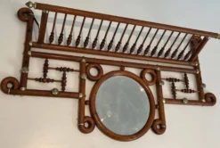 Porte-manteaux mural en bois courbé et laiton, Arts & Crafts, autriche, vers 1900