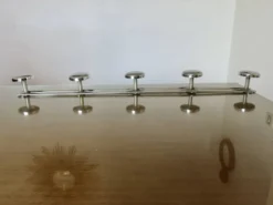 Porte manteaux mural en métal chromé à 5 patères, vintage, années 80