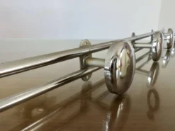 Porte manteaux mural en métal chromé à 5 patères, vintage, années 80