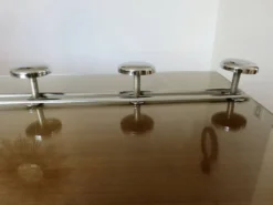 Porte manteaux mural en métal chromé à 5 patères, vintage, années 80