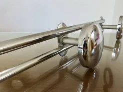 Porte manteaux mural en métal chromé à 5 patères, vintage, années 80