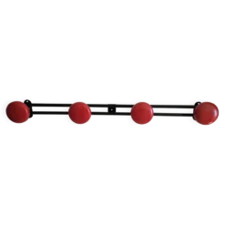 Porte manteaux mural en métal noir et rouge, 4 patères