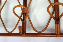Porte manteaux mural vintage bambou et rotin