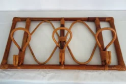 Porte manteaux mural vintage bambou et rotin