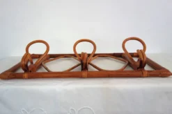 Porte manteaux mural vintage bambou et rotin