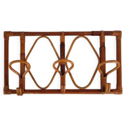 Porte manteaux mural vintage bambou et rotin
