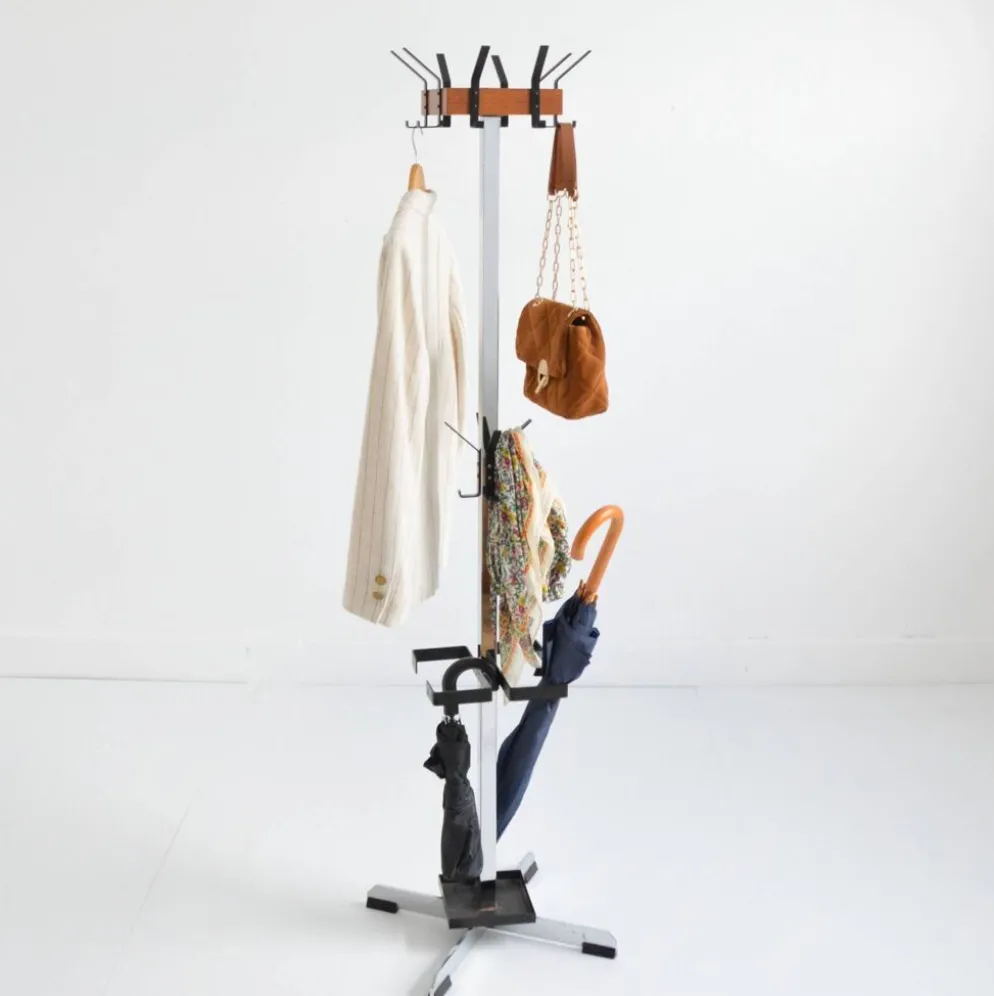 Porte manteaux / Porte parapluie scandinave sur pied 1950 vintage