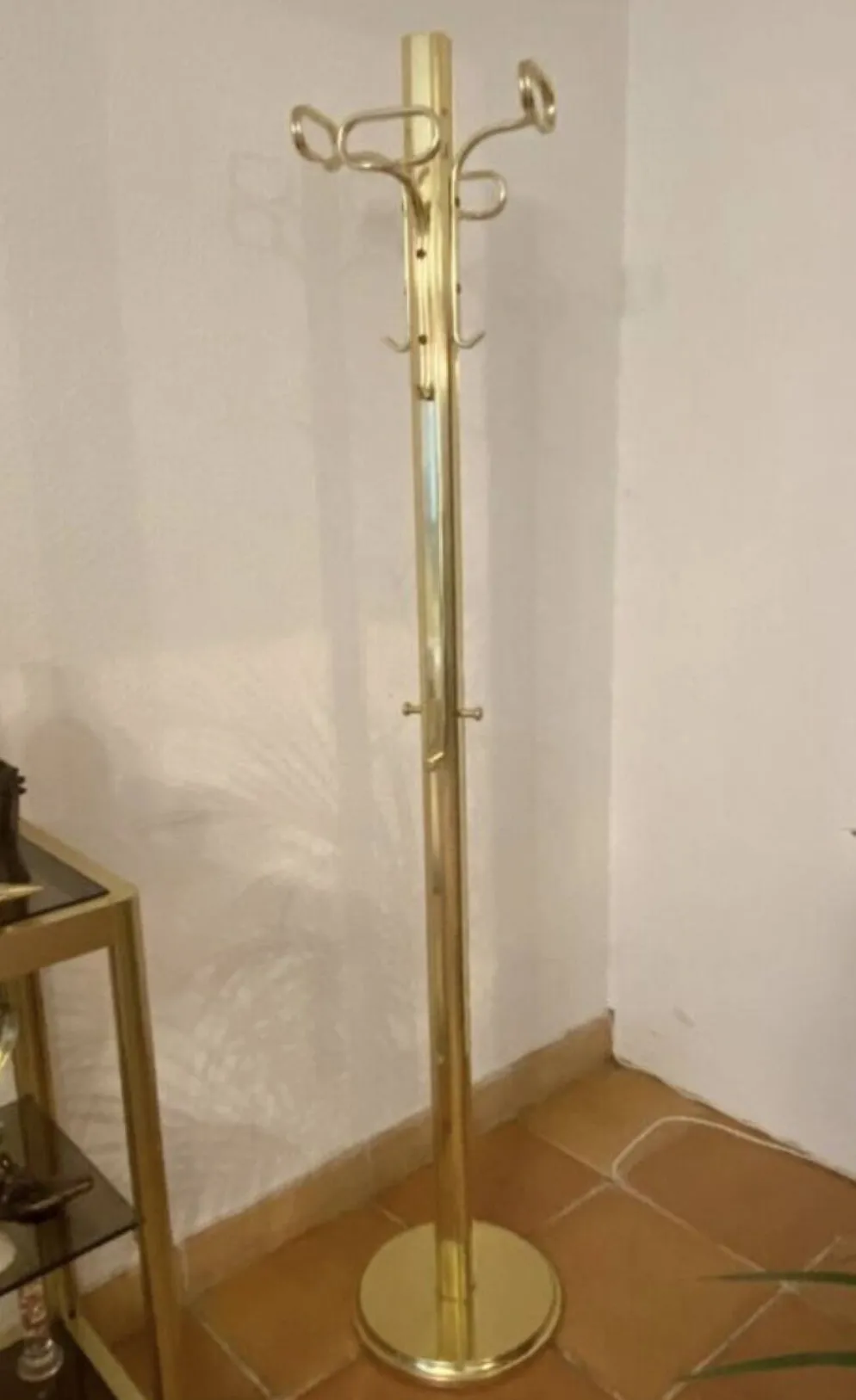 Porte manteaux sur pied, en laiton, Hollywood Regency