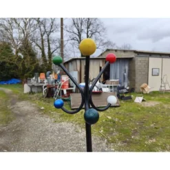 Porte manteaux vintage, métal et boules bois