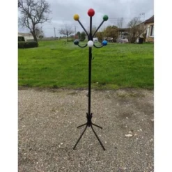 Porte manteaux vintage, métal et boules bois