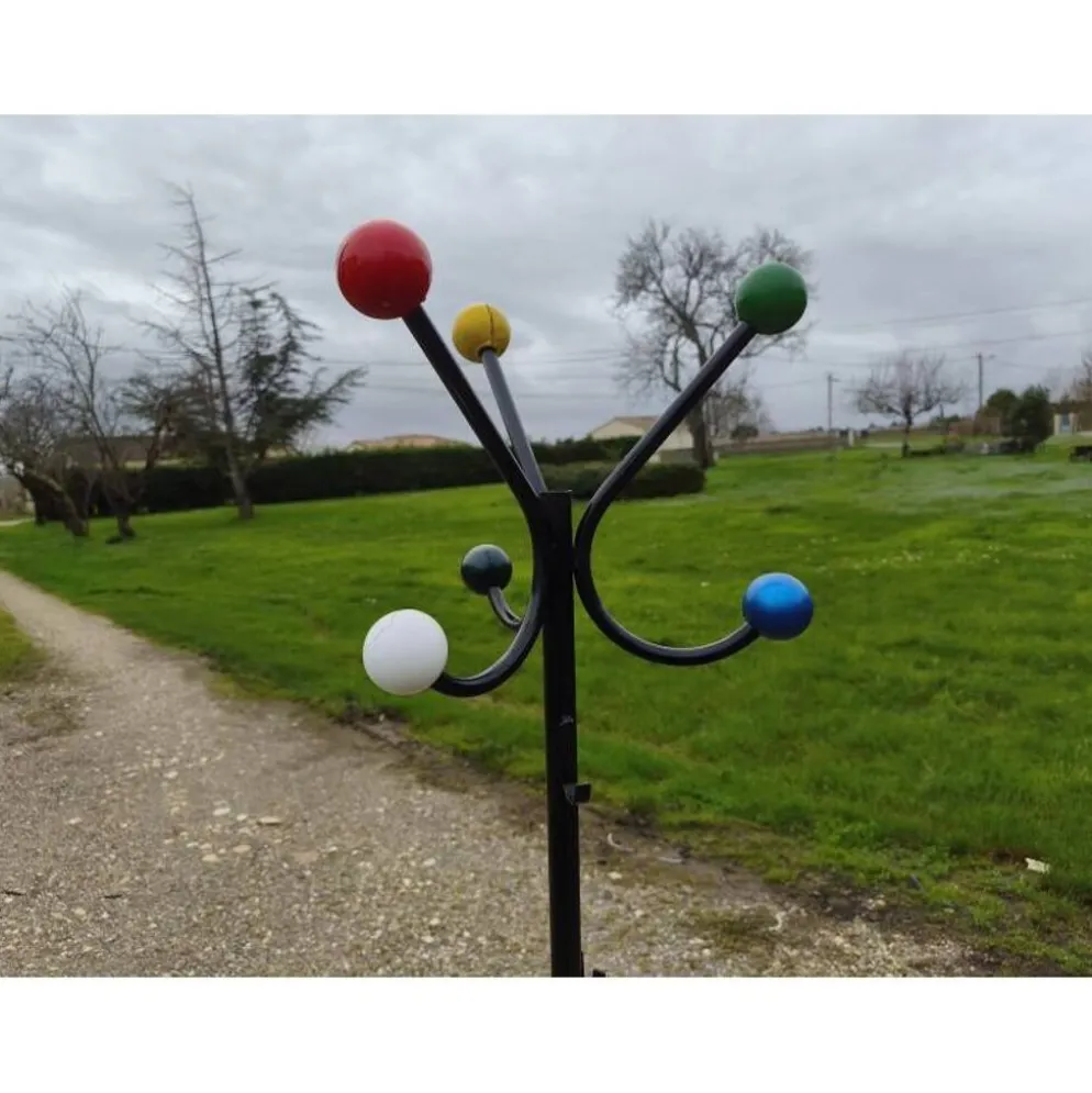 Porte manteaux vintage, métal et boules bois