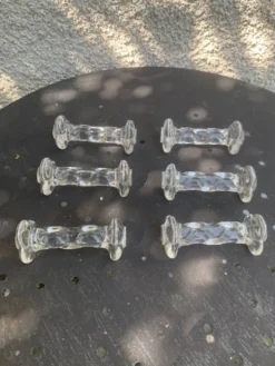 6 portes couteaux en verre transparent, forme de fleurs, torsades anciens