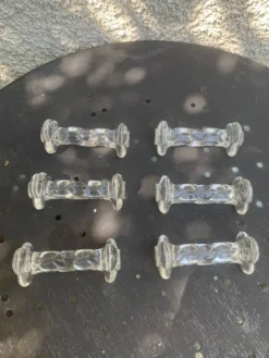 6 portes couteaux en verre transparent, forme de fleurs, torsades anciens