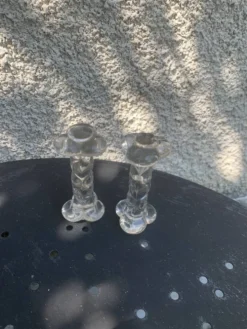6 portes couteaux en verre transparent, forme de fleurs, torsades anciens