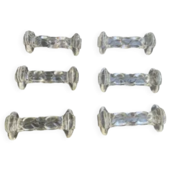 6 portes couteaux en verre transparent, forme de fleurs, torsades anciens