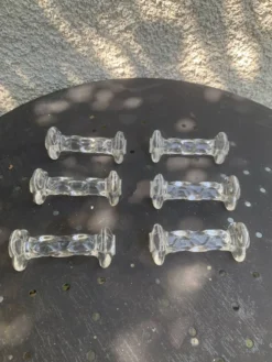 6 portes couteaux en verre transparent, forme de fleurs, torsades anciens