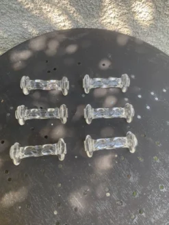 6 portes couteaux en verre transparent, forme de fleurs, torsades anciens