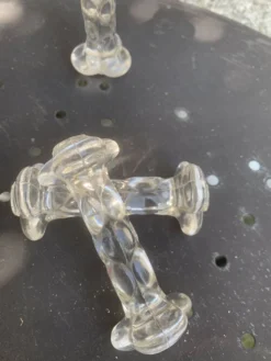 6 portes couteaux en verre transparent, forme de fleurs, torsades anciens