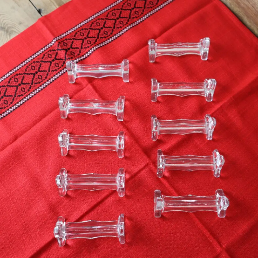10 portes couteaux en verre transparent vintage 1960