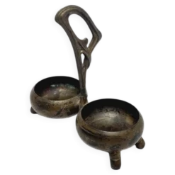 Porte-sel et poivre Art Nouveau par Niemen Glassworks, Pologne, années 1920