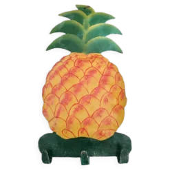 Porte serviettes/torchons en métal émaillé forme ananas, peint à la main - Années 1970/1980