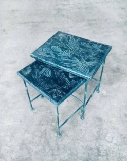 Postmodern Handmade Nesting Table Set by J. Berdou, France, 1980s, Set of 2