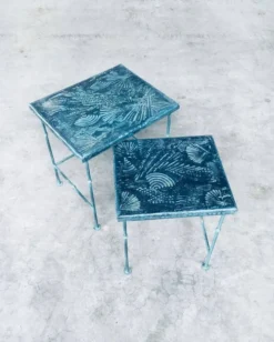 Postmodern Handmade Nesting Table Set by J. Berdou, France, 1980s, Set of 2