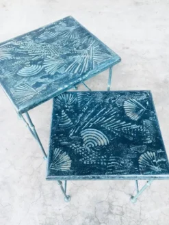 Postmodern Handmade Nesting Table Set by J. Berdou, France, 1980s, Set of 2