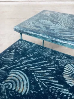 Postmodern Handmade Nesting Table Set by J. Berdou, France, 1980s, Set of 2