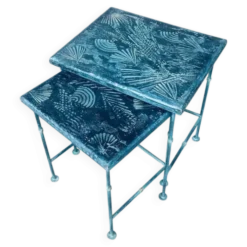 Postmodern Handmade Nesting Table Set by J. Berdou, France, 1980s, Set of 2