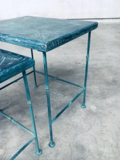 Postmodern Handmade Nesting Table Set by J. Berdou, France, 1980s, Set of 2