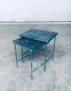 Postmodern Handmade Nesting Table Set by J. Berdou, France, 1980s, Set of 2