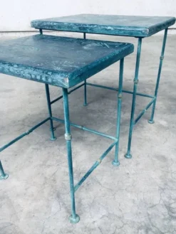 Postmodern Handmade Nesting Table Set by J. Berdou, France, 1980s, Set of 2