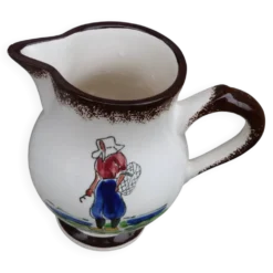 Pot a lait vintage céramique style breton marqué Arcachon