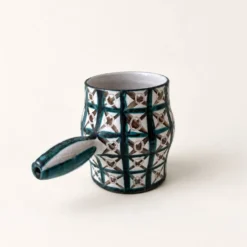 Pot à anse en céramique de Robert Picault, décor croisillons, années 60