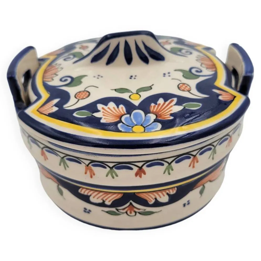 Pot avec couvercle en Porcelaine de Rouen