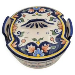 Pot avec couvercle en Porcelaine de Rouen
