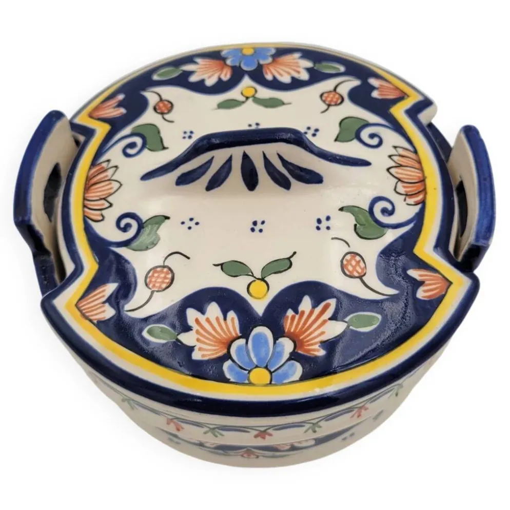 Pot avec couvercle en Porcelaine de Rouen