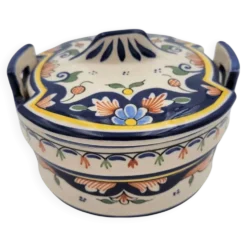 Pot avec couvercle en Porcelaine de Rouen