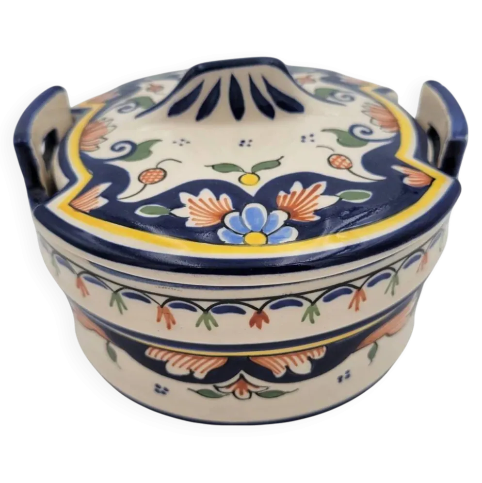 Pot avec couvercle en Porcelaine de Rouen