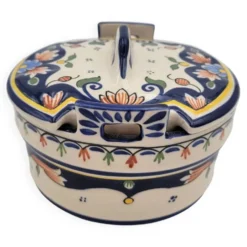 Pot avec couvercle en Porcelaine de Rouen