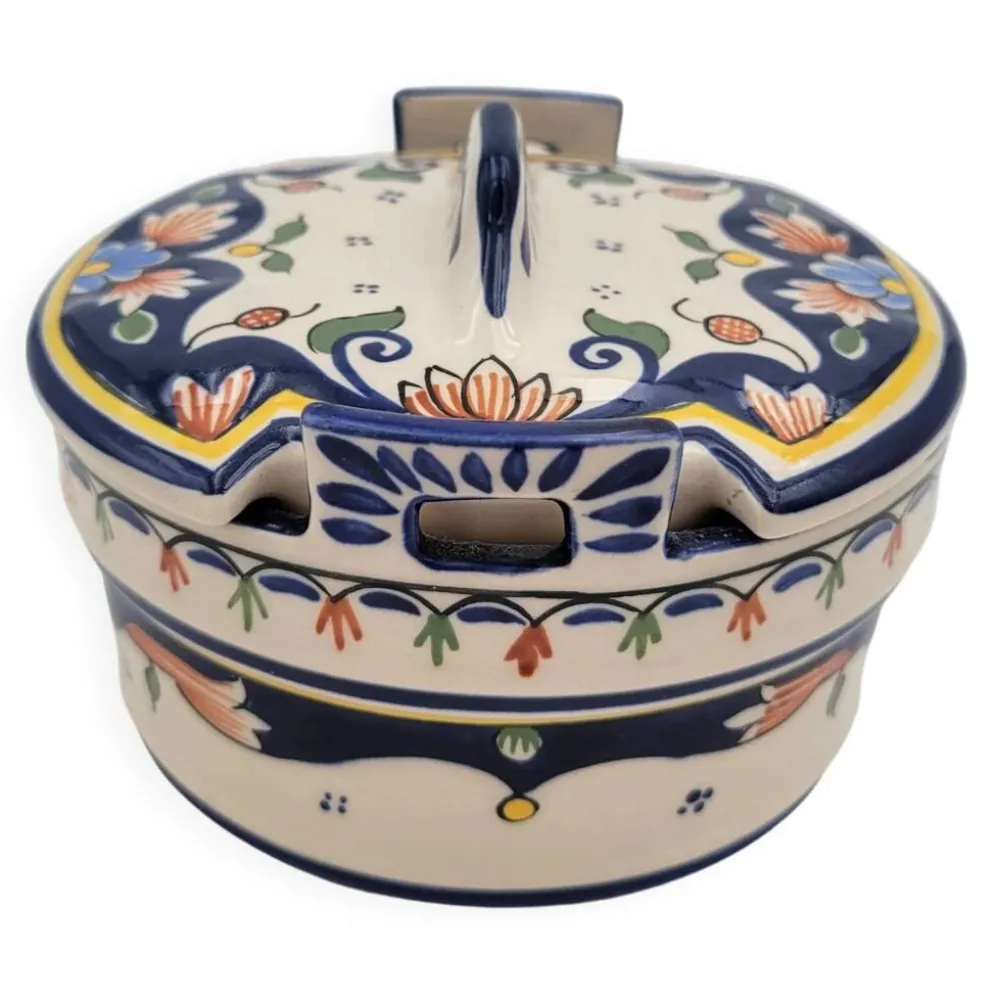 Pot avec couvercle en Porcelaine de Rouen