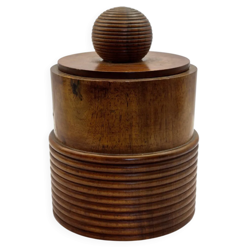 Pot couvert en bois tourné – ancienne tabatière vintage A680