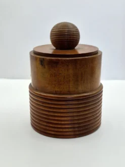Pot couvert en bois tourné – ancienne tabatière vintage A680