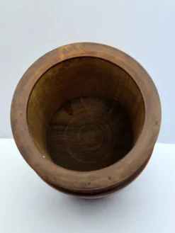 Pot couvert en bois tourné – ancienne tabatière vintage A680