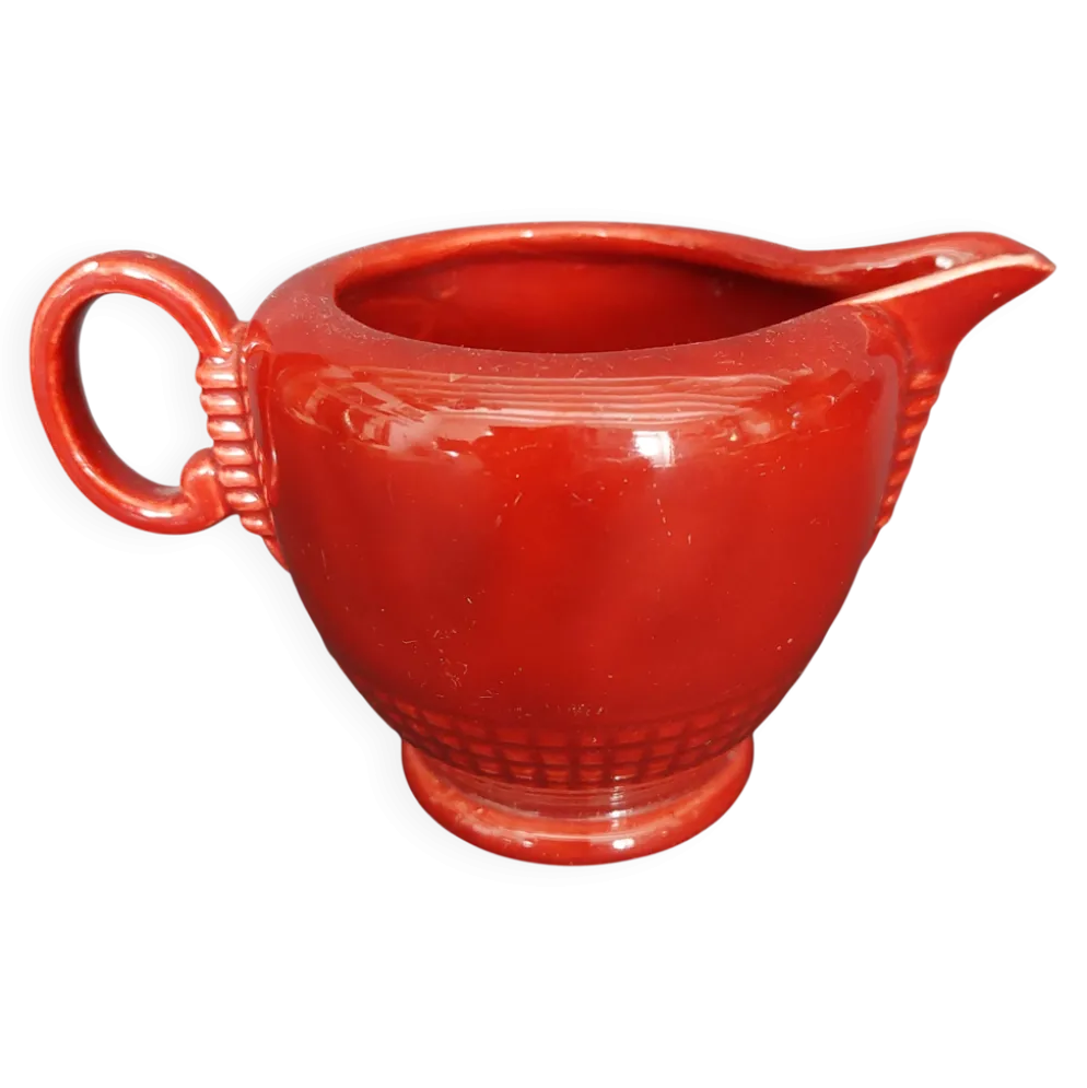 Pot à crème en céramique couleur framboise B. Letalle Saint Clément