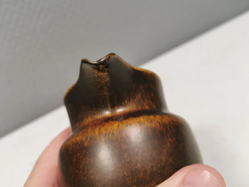 Pot à crème en glaçure fourrure de lièvre, danois et des années 1970-80.