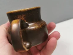 Pot à crème en glaçure fourrure de lièvre, danois et des années 1970-80.