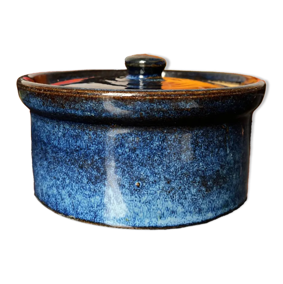 Pot en terre cuite vintage bleu de Pearson Chesterfield Angleterre, demi-pinte.